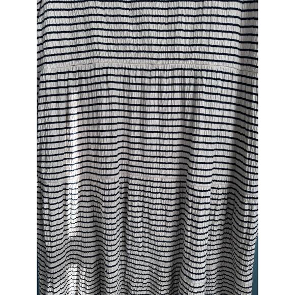 Loft Women's Black and White Stripe 3 Tiered Babydoll Swing Dress - Picture 2 of 6